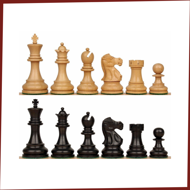 German Knight Plastic Chess Set Brown & Natural Wood Grain Pieces