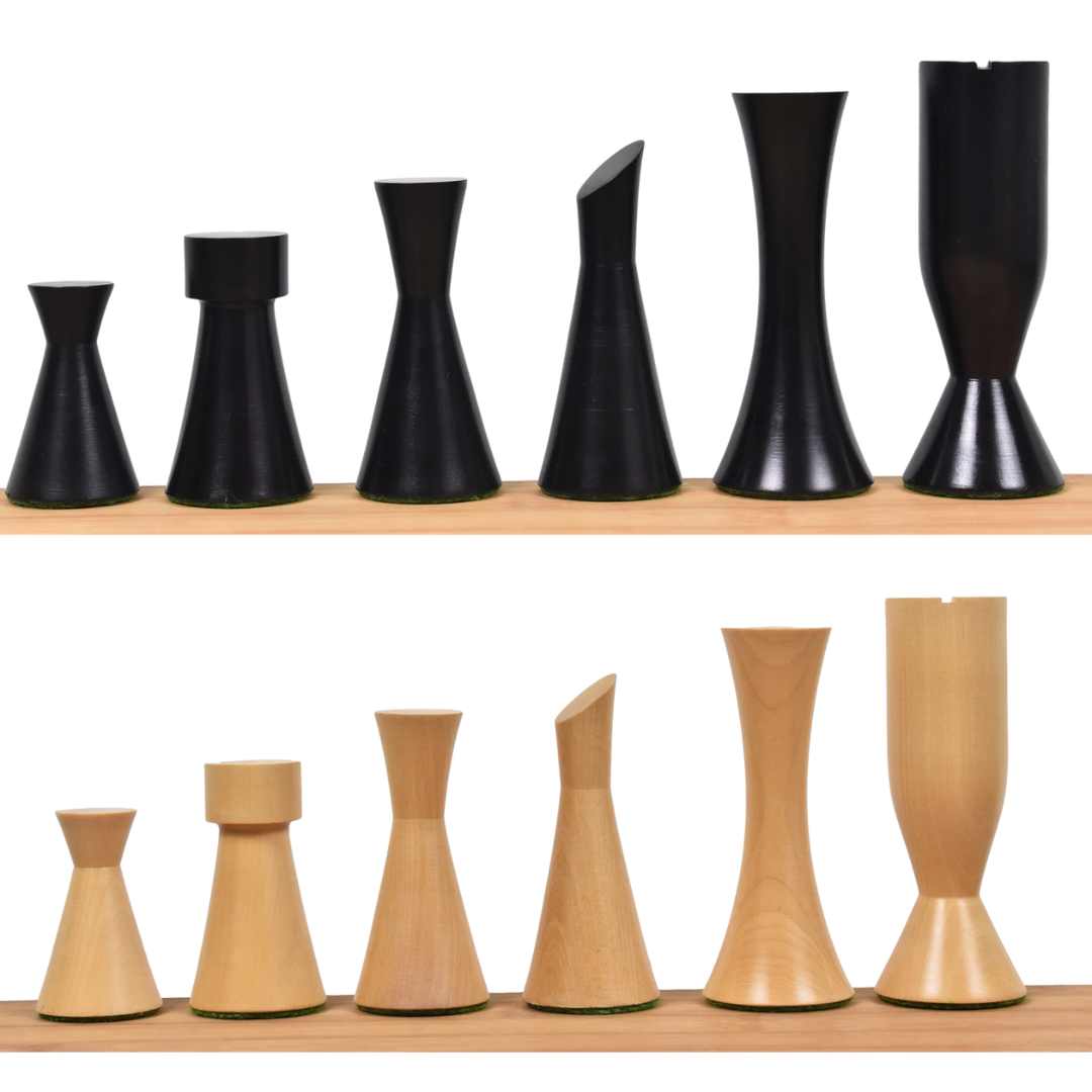 3.4" Minimalist Tower Series Chess Set- Chess Pieces Only- Weighted Ebonised Boxwood