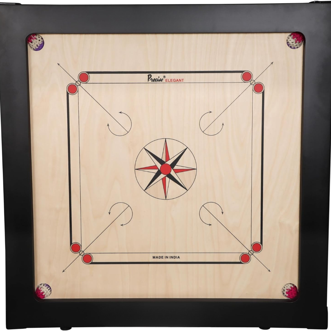 Finest 20 mm Carrom Board with Coins, Striker, and Powder