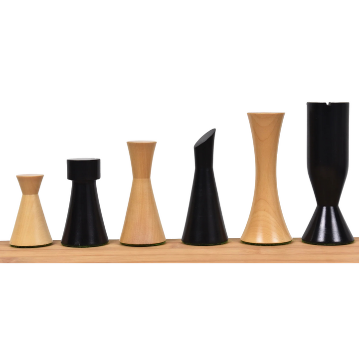 3.4" Minimalist Tower Series Chess Set- Chess Pieces Only- Weighted Ebonised Boxwood