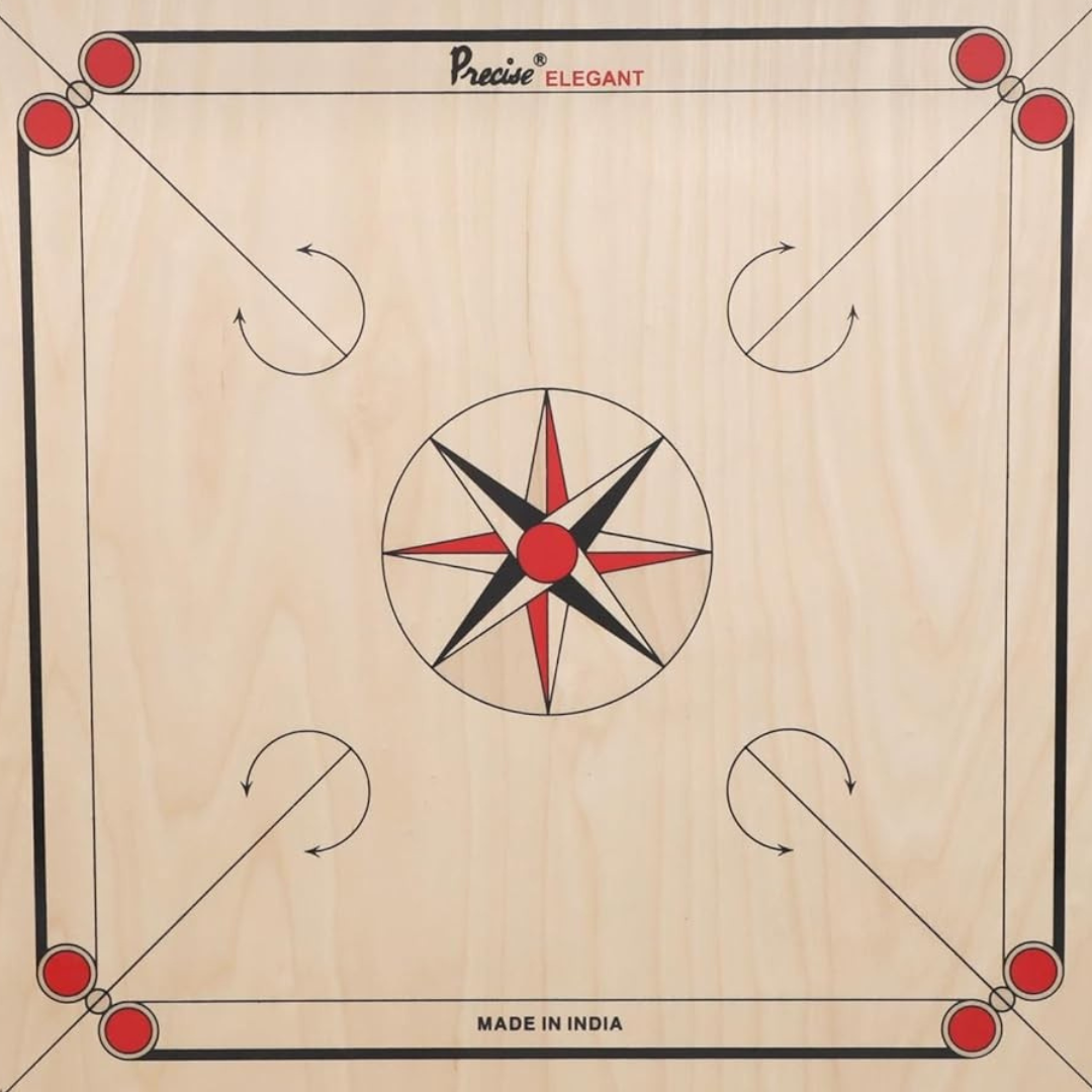 Finest 20 mm Carrom Board with Coins, Striker, and Powder