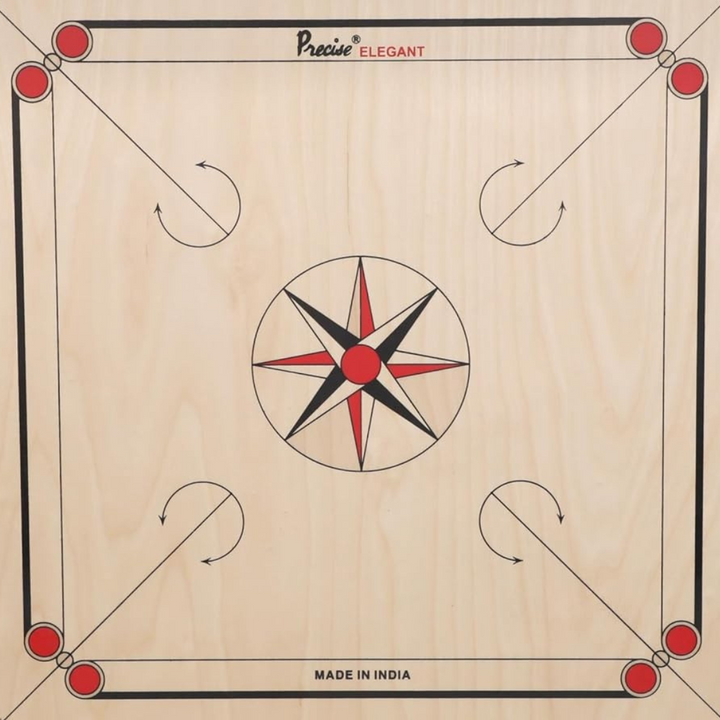 Finest 20 mm Carrom Board with Coins, Striker, and Powder