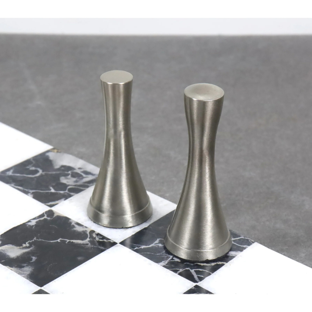 3.1" Tower Series Brass Metal Luxury Chess Pieces Only Set - Silver & Antique