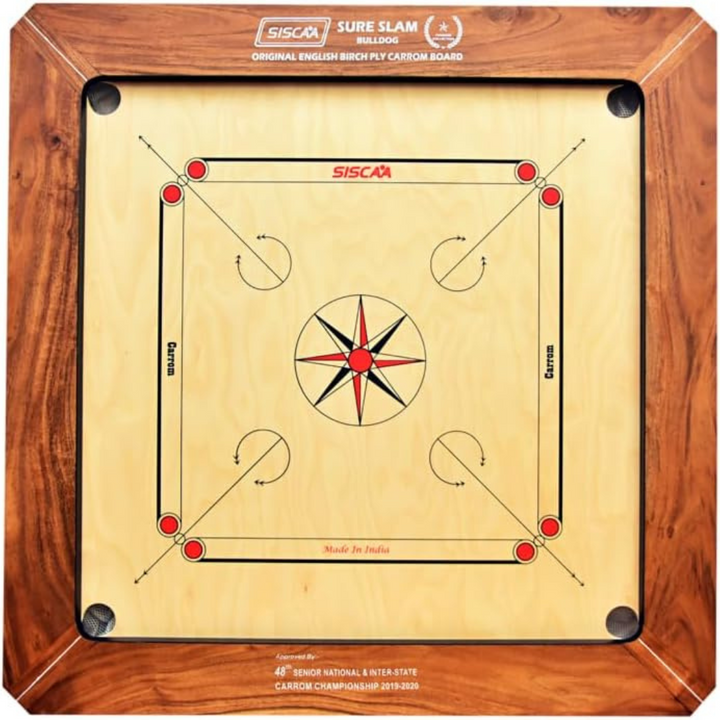 Finest 24 mm Carrom Board with Coins, Striker, and Powder