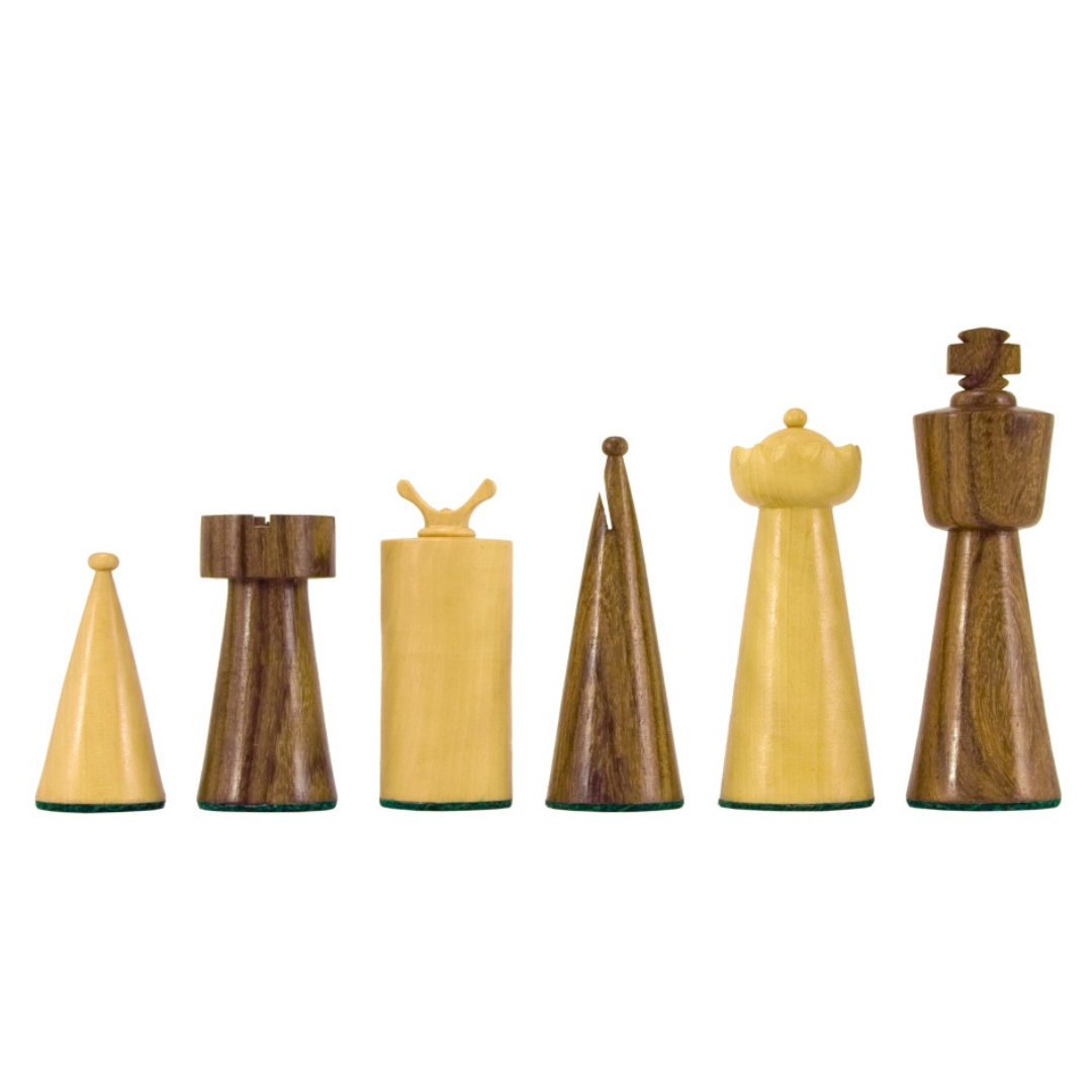 Art Deco Series Sheesham and Boxwood Chess Pieces 3.5 inches