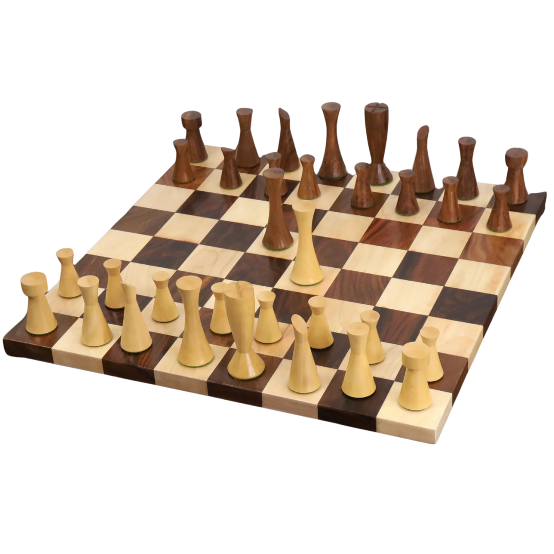 3.4" Minimalist Tower Series Chess Set- Chess Pieces Only- Weighted Golden Rosewood