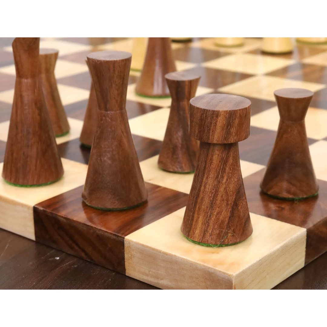 3.4" Minimalist Tower Series Chess Set- Chess Pieces Only- Weighted Golden Rosewood