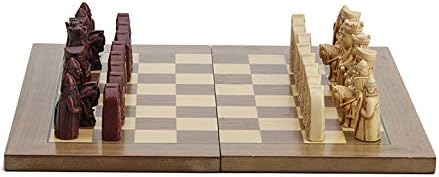 Isle of Lewis Style Chessmen with Board Hand Painted Resin Wood Ivory Finish 2.5 Inches