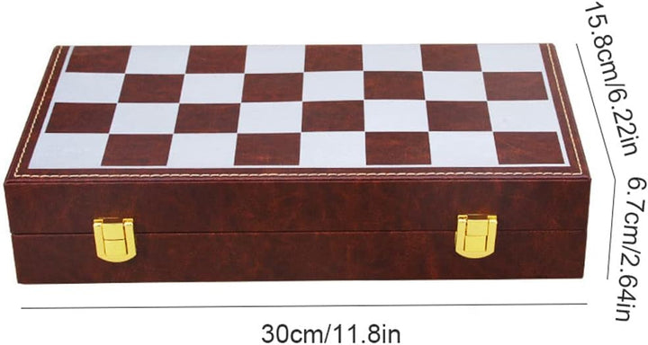 Deluxe Magnetic Travel Chess Set with Weighted Metal Pieces and Folding Wooden Board