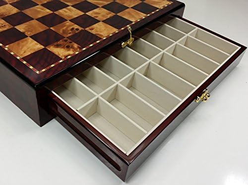 17" High Gloss Chess Storage Board Chest W/ 2 Drawers