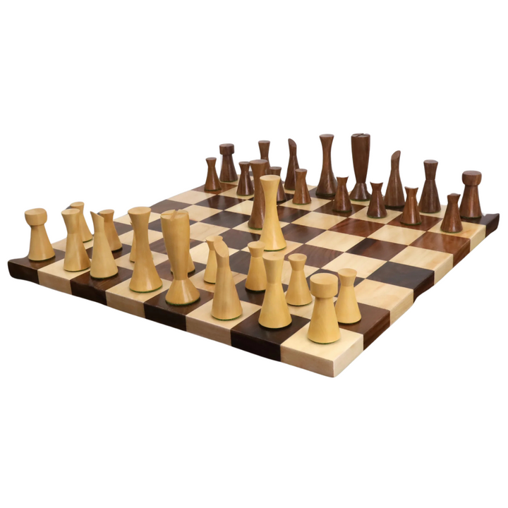 3.4" Minimalist Tower Series Chess Set- Chess Pieces Only- Weighted Golden Rosewood