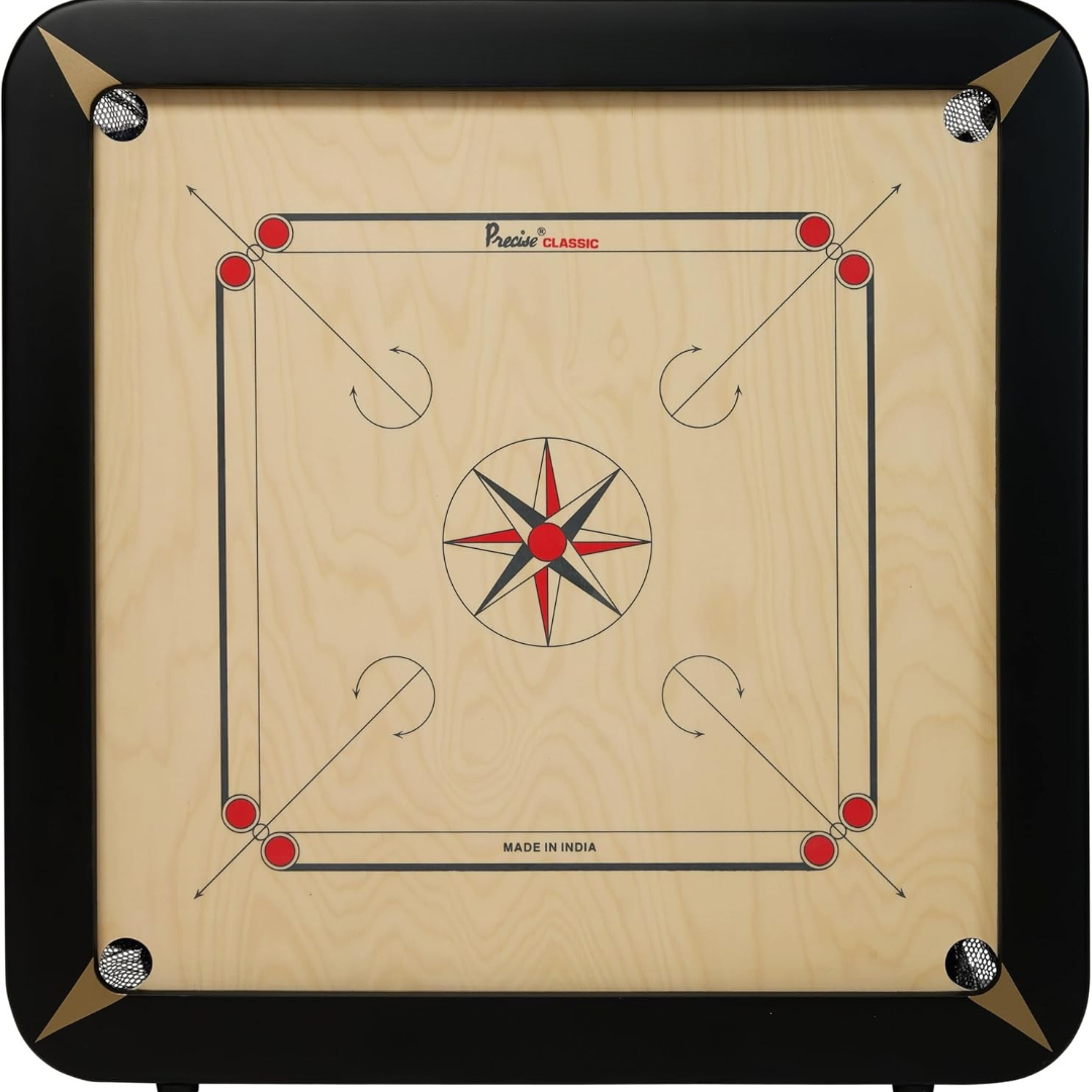 Finest 24mm Carrom Board with Coins, Striker, and Powder