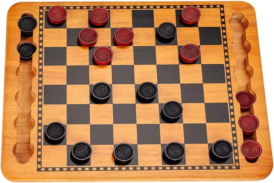 Solid Wood Checkers Game with Storage Board (14.5")