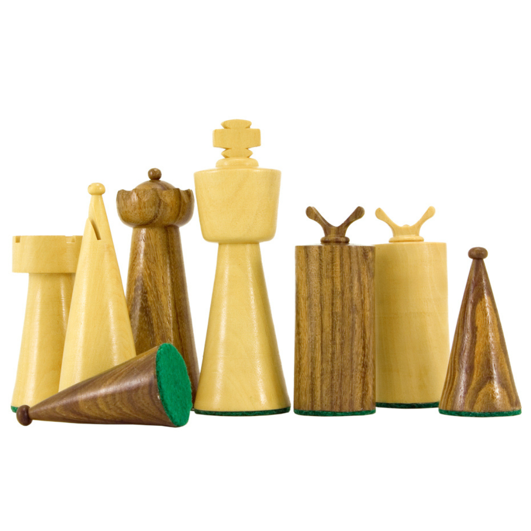 Art Deco Series Sheesham and Boxwood Chess Pieces 3.5 inches