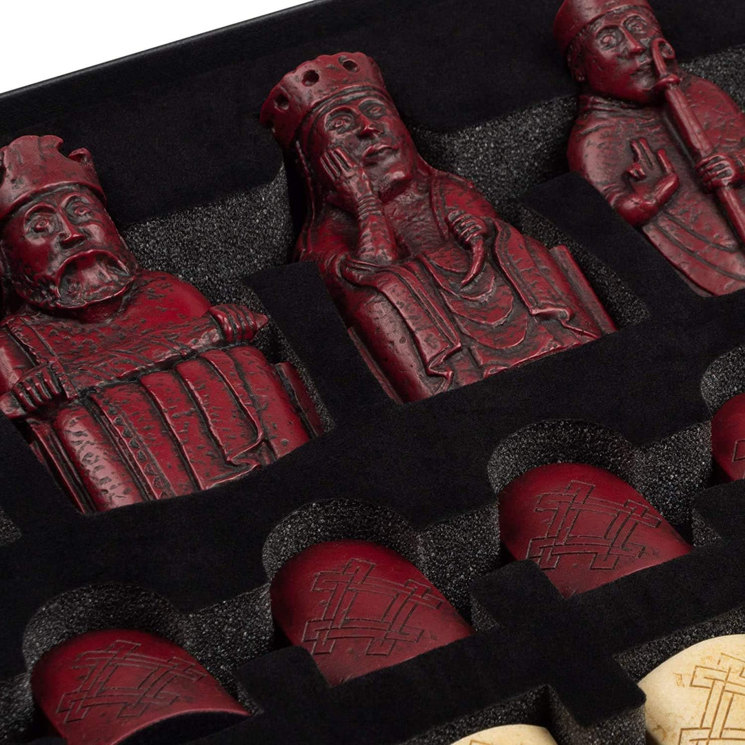 The Isle of Lewis Chessmen - Official Lewis Chess Set - 4 Queen Edition (Red)