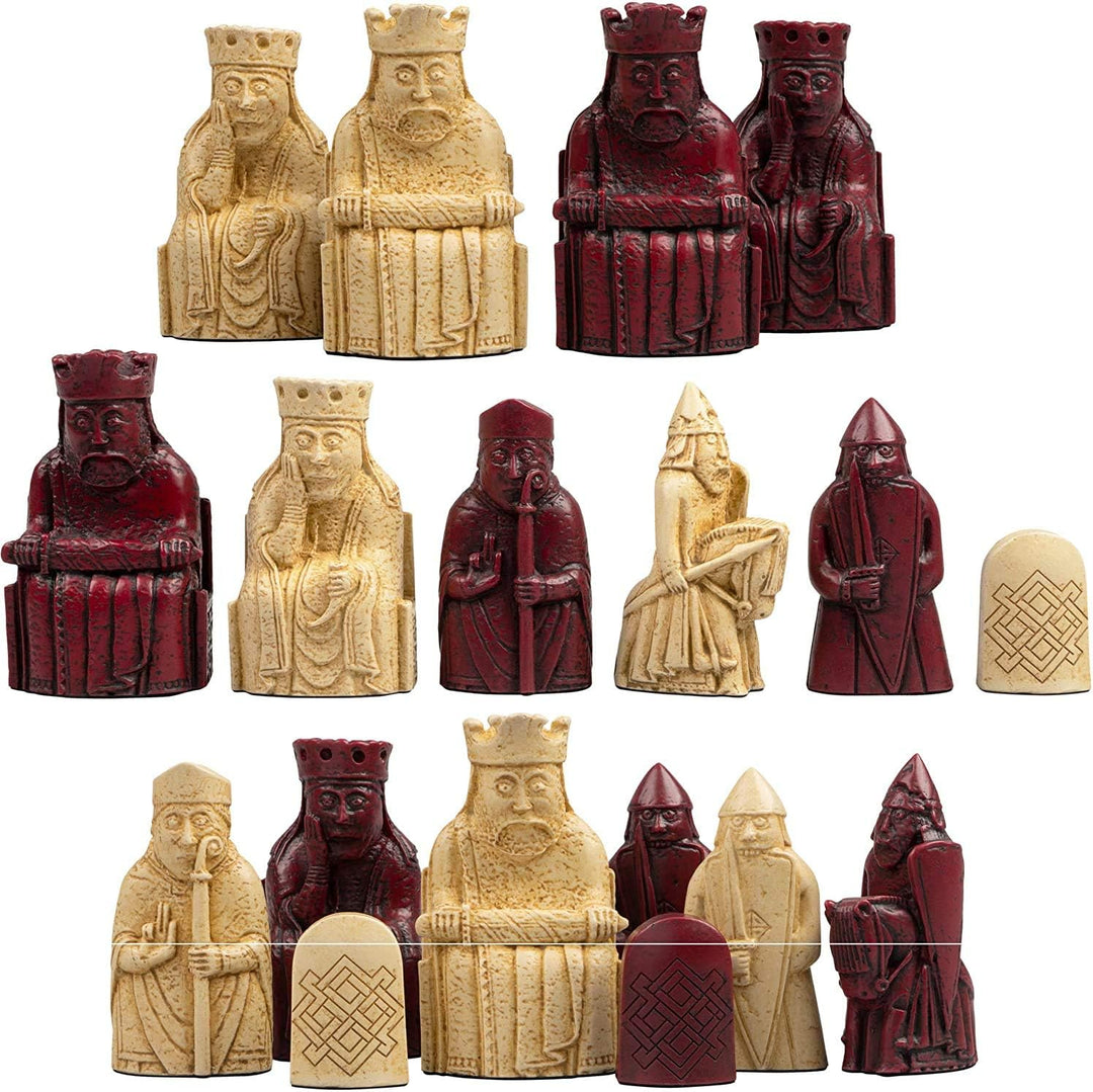 The Isle of Lewis Chessmen - Official Lewis Chess Set - 4 Queen Edition (Red)