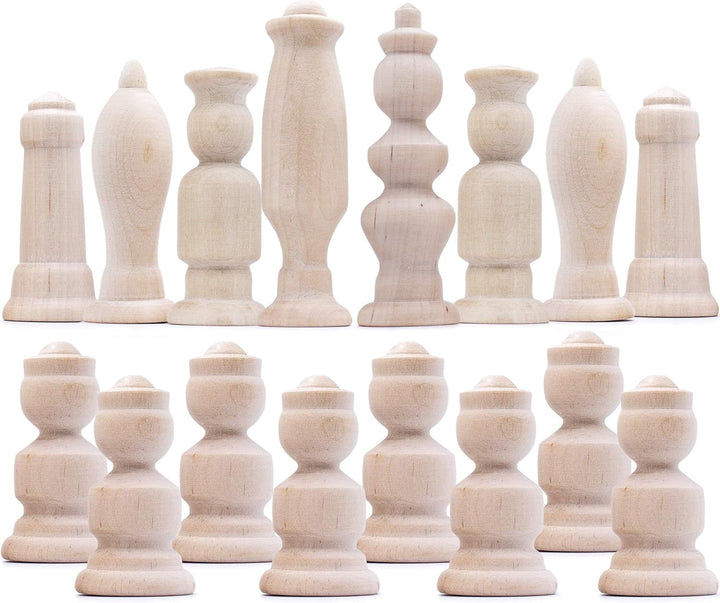 Unpainted Chess Pieces Only Set of 32 pcs - Unpainted Chess Sets for DIY