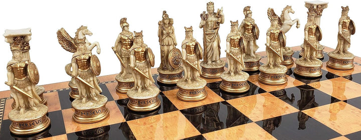 Greek Mythology Olympus Gods Zeus vs Poseidon Set of Chess Men Pieces Antique White