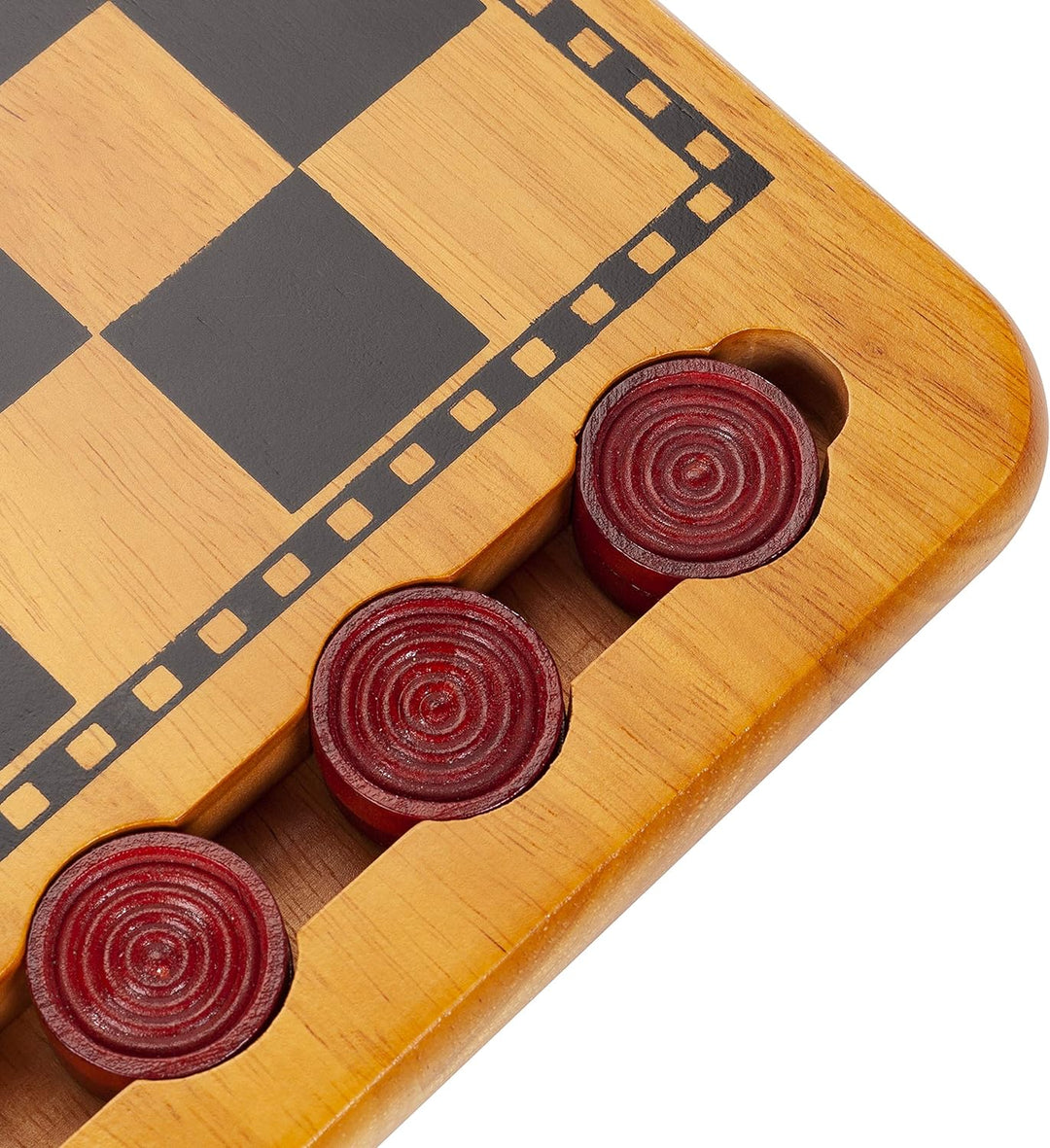 Solid Wood Checkers Game with Storage Board (14.5")