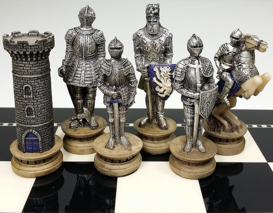 Medieval Times Crusades Gold and Silver Armored Warrior Knight Chess Men Set