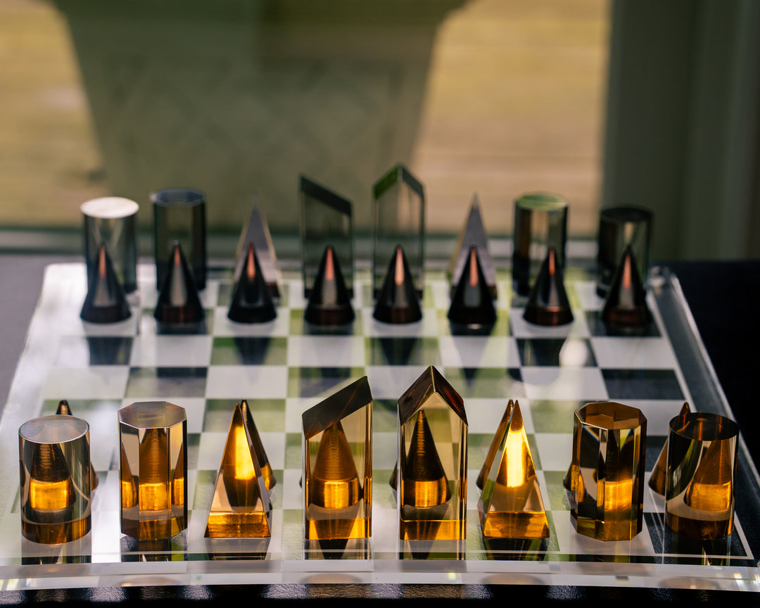 Modern Acrylic Chess Set | Geometric Design | Unique Home Decor & Strategy Game