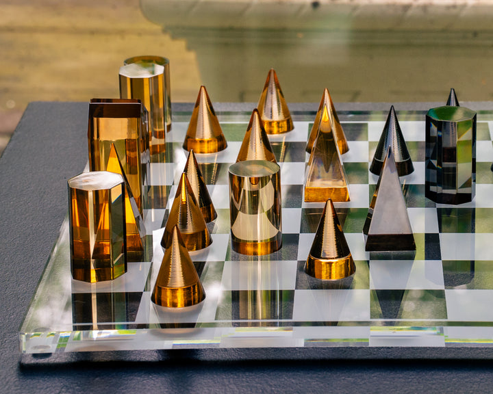 Modern Acrylic Chess Set | Geometric Design | Unique Home Decor & Strategy Game