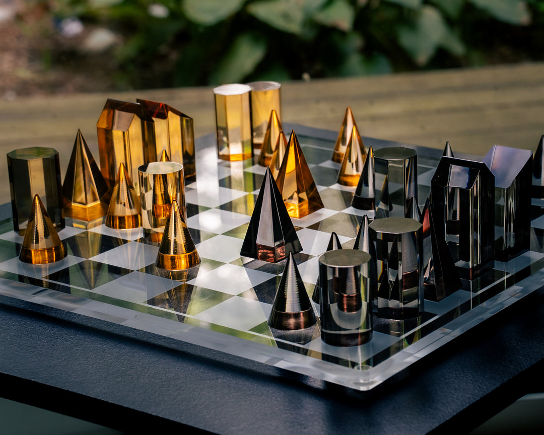 Modern Acrylic Chess Set | Geometric Design | Unique Home Decor & Strategy Game