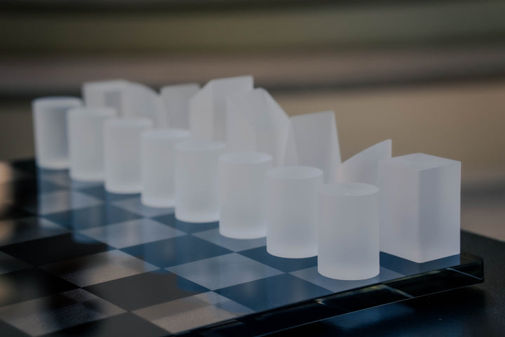 Minimalist Design Clear & Frosted Crystal Chess Set