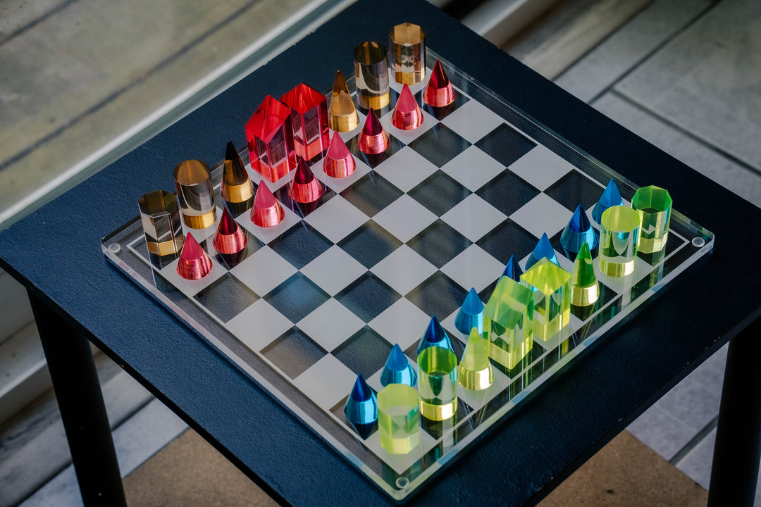 Sky Scrapers Glass Chess set | Modern Acrylic Chess Set | Crystal Chess Set