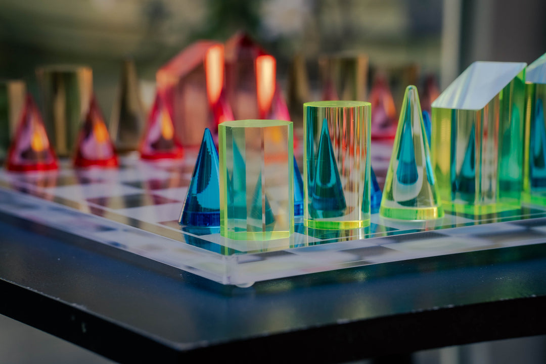 Sky Scrapers Glass Chess set | Modern Acrylic Chess Set | Crystal Chess Set