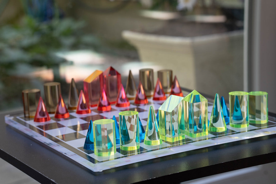 Sky Scrapers Glass Chess set | Modern Acrylic Chess Set | Crystal Chess Set