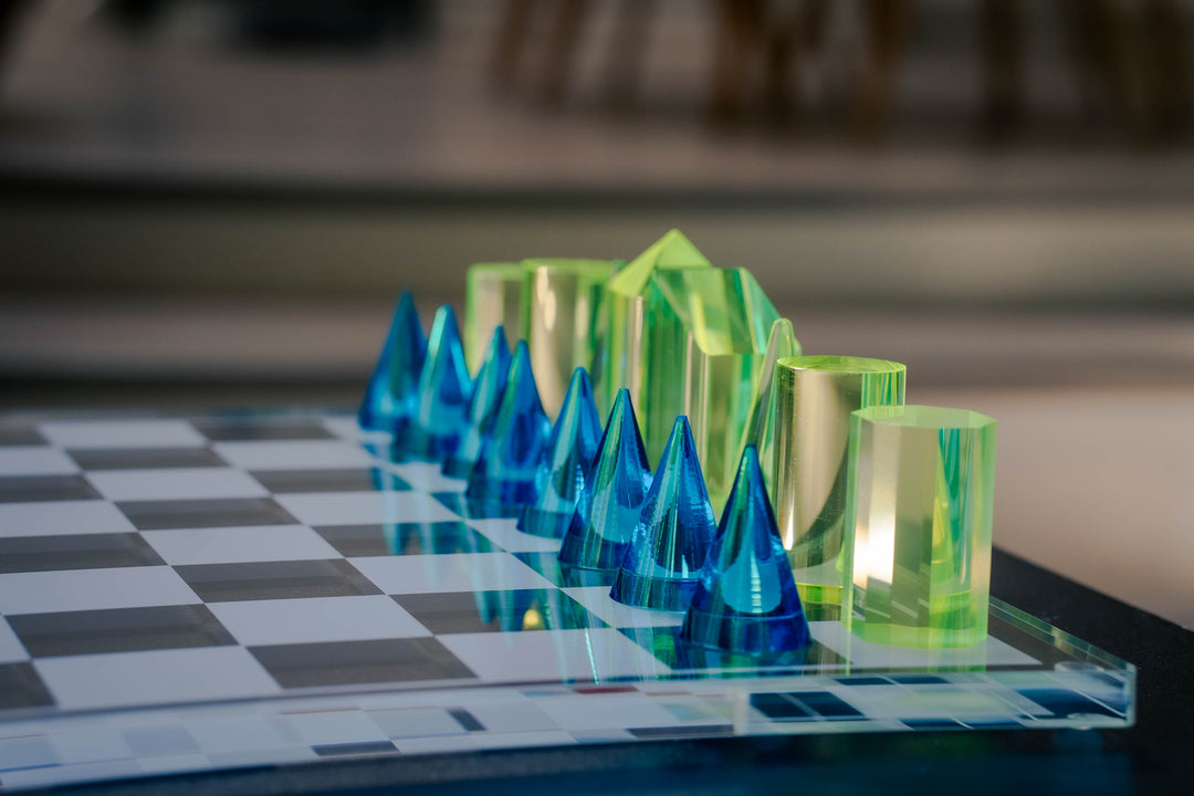 Sky Scrapers Glass Chess set | Modern Acrylic Chess Set | Crystal Chess Set