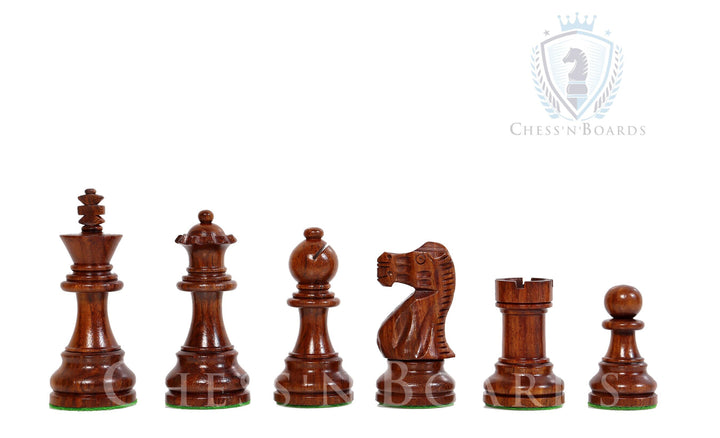 Gewichtete Schachfiguren aus goldenem Palisander der British Staunton Tournament Series