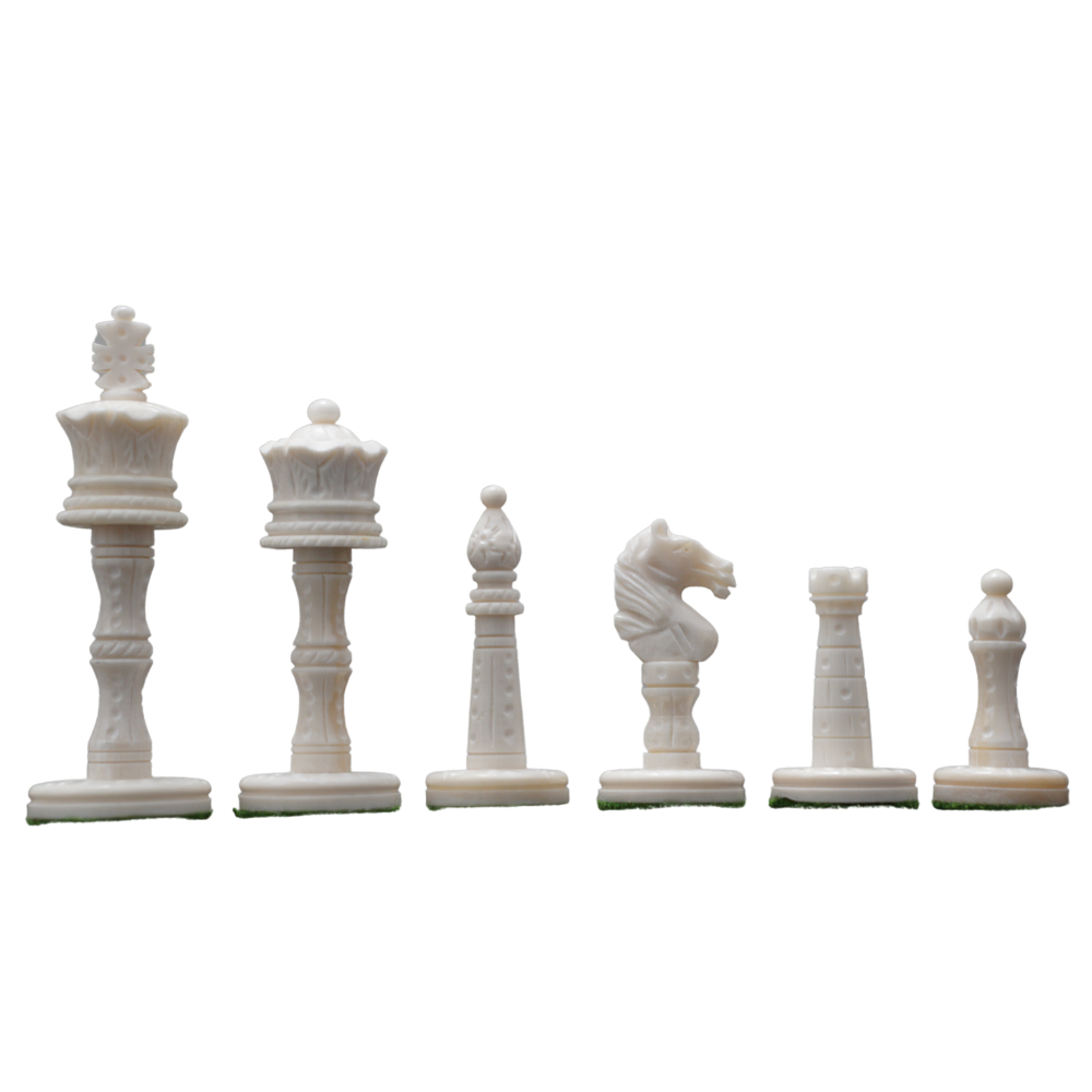 Antique Pre-Staunton English Camelbone Chess Pieces Only Set 4.6