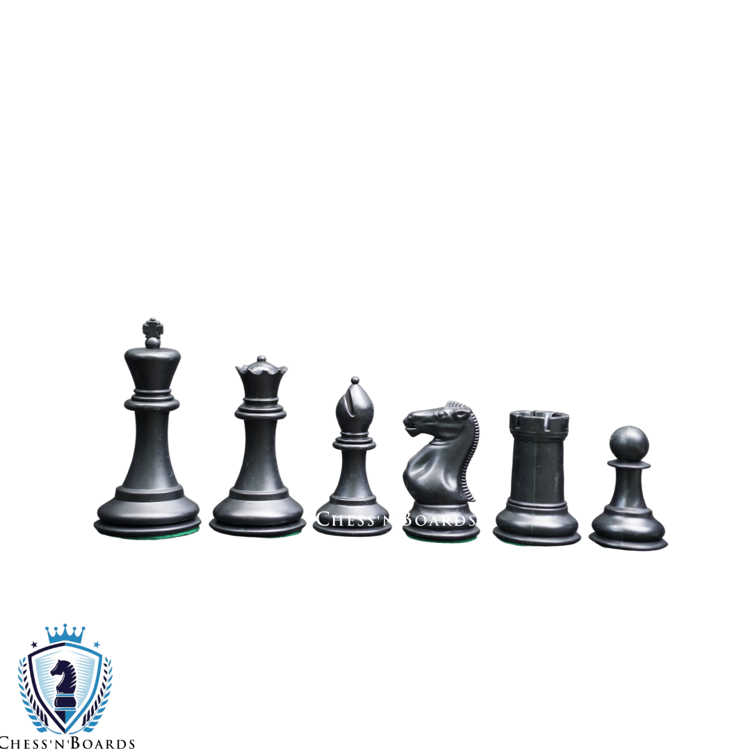 Master Series Triple Weighted Plastic Chess Set Black & Camel Pieces -  3.75 King