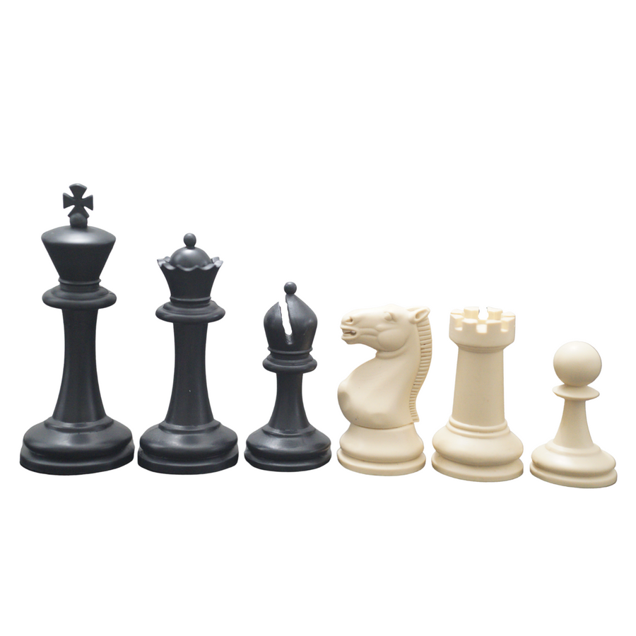 Standard Club Plastic Chess Set Black & Ivory Pieces - 3.75 King