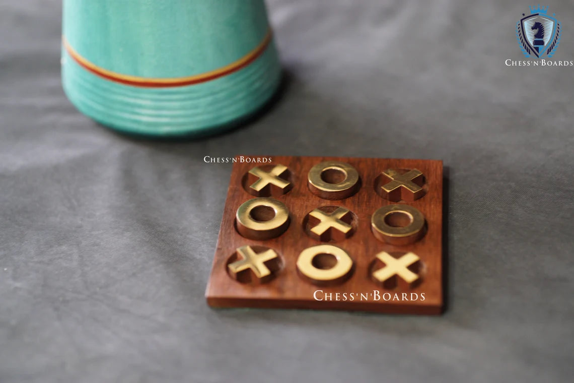Brass Inlaid Tic Tak Toe Board Game 5 x 5