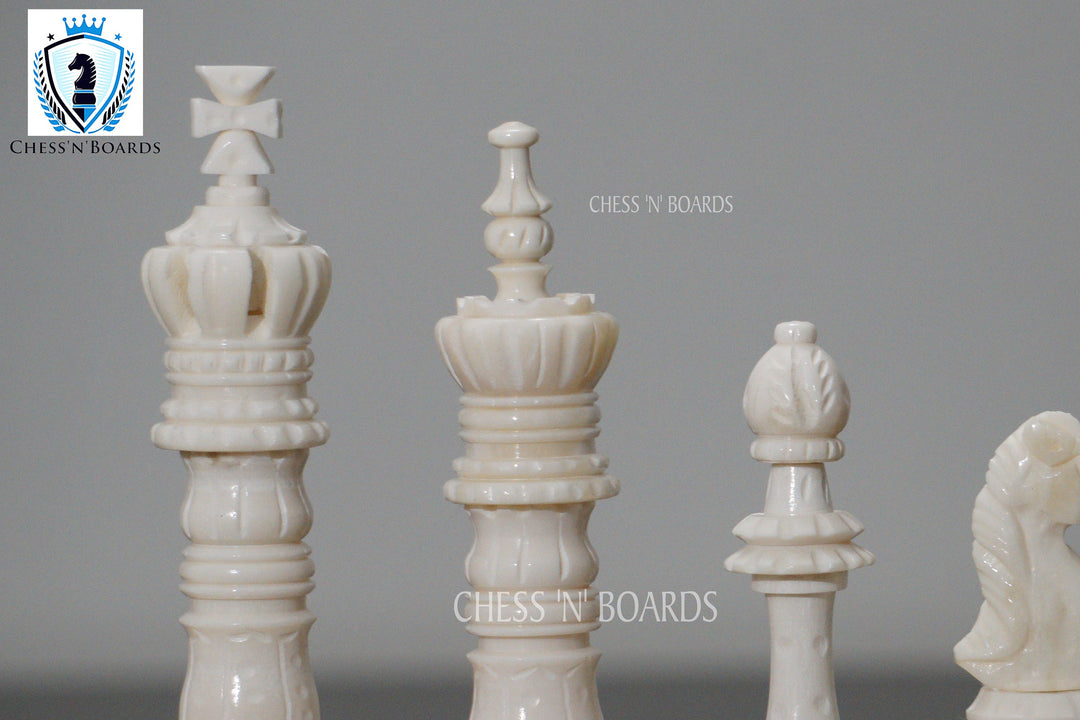 Antique Pre-Staunton English Camelbone Chess Pieces Only Set 4.6