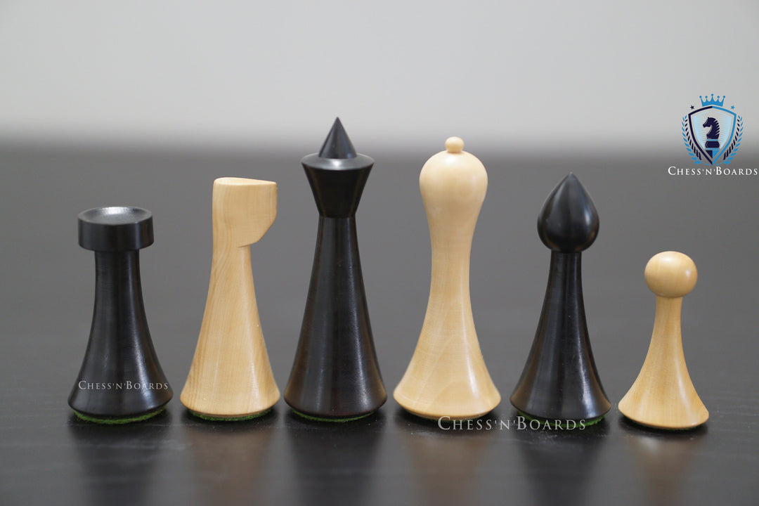 Minimalist Style Hermann Ohme Modern Chess set in Budrosewood and Boxw