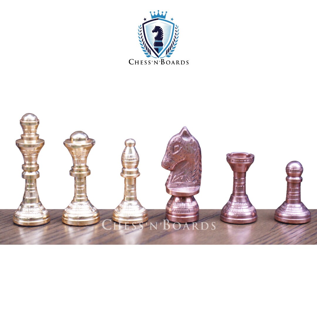Brass Metal Staunton Inspired Luxury Chess Pieces & Board Set-13